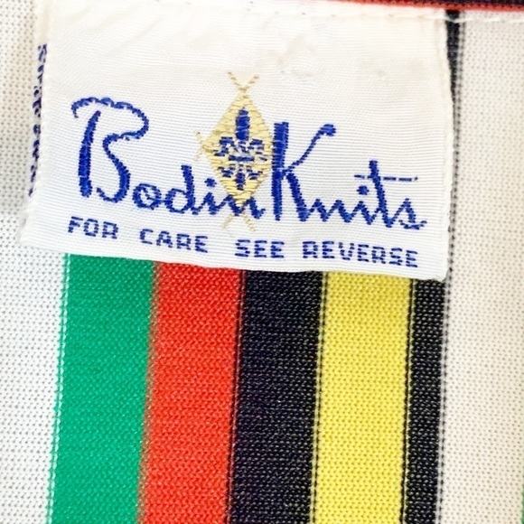 Vintage Bodin Knits Rainbow Striped Button Down Top Size M - Picture 5 of 5